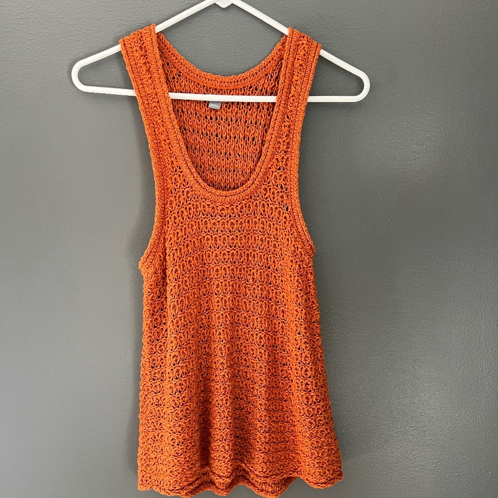 Aerie Rust Chunky Open Knit Racerback Tank